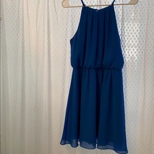 Blue high neck dress